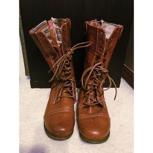 Brown lace up boots
